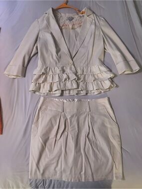 Charlotte Russe Ivory Ruffled Peplum Skirt Set